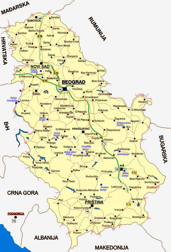 srbija mapa puteva Putni pravci do Banje | Vrnjačka Banja Srbija srbija mapa puteva