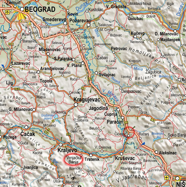 mapa srbije kilometraza Putni pravci do Banje | Vrnjačka Banja Srbija mapa srbije kilometraza